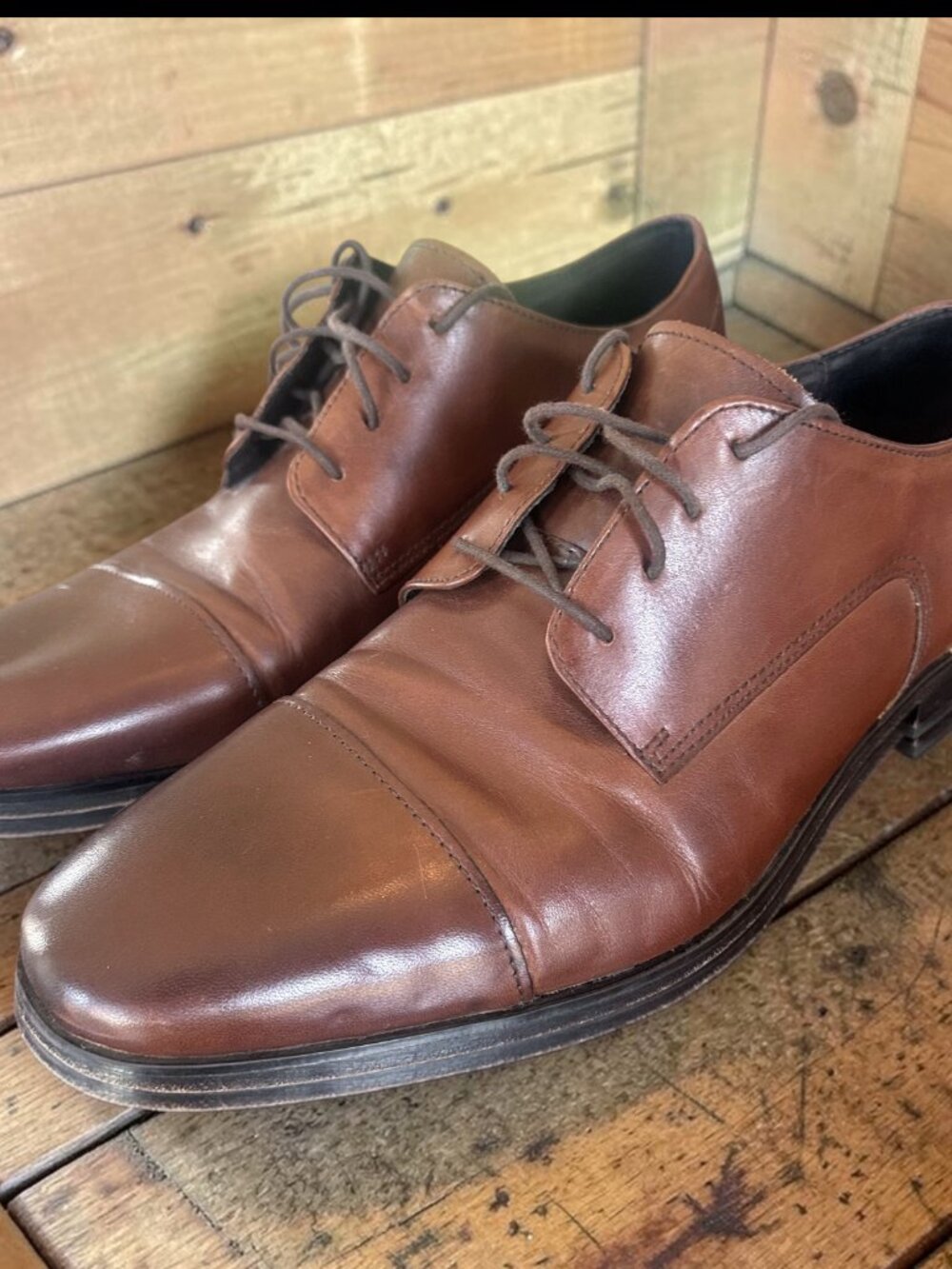 Florsheim Men’s Cap Toe Oxford Dress Shoes Brown Leather Size 11D Lace Up